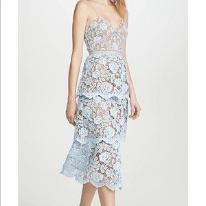 Self Portrait Flower Lace Midi Tiered Dress